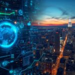 Background visual_ Vibrant illustration of a digital dashboard or bustling city skyline (symbolizing digital reach).